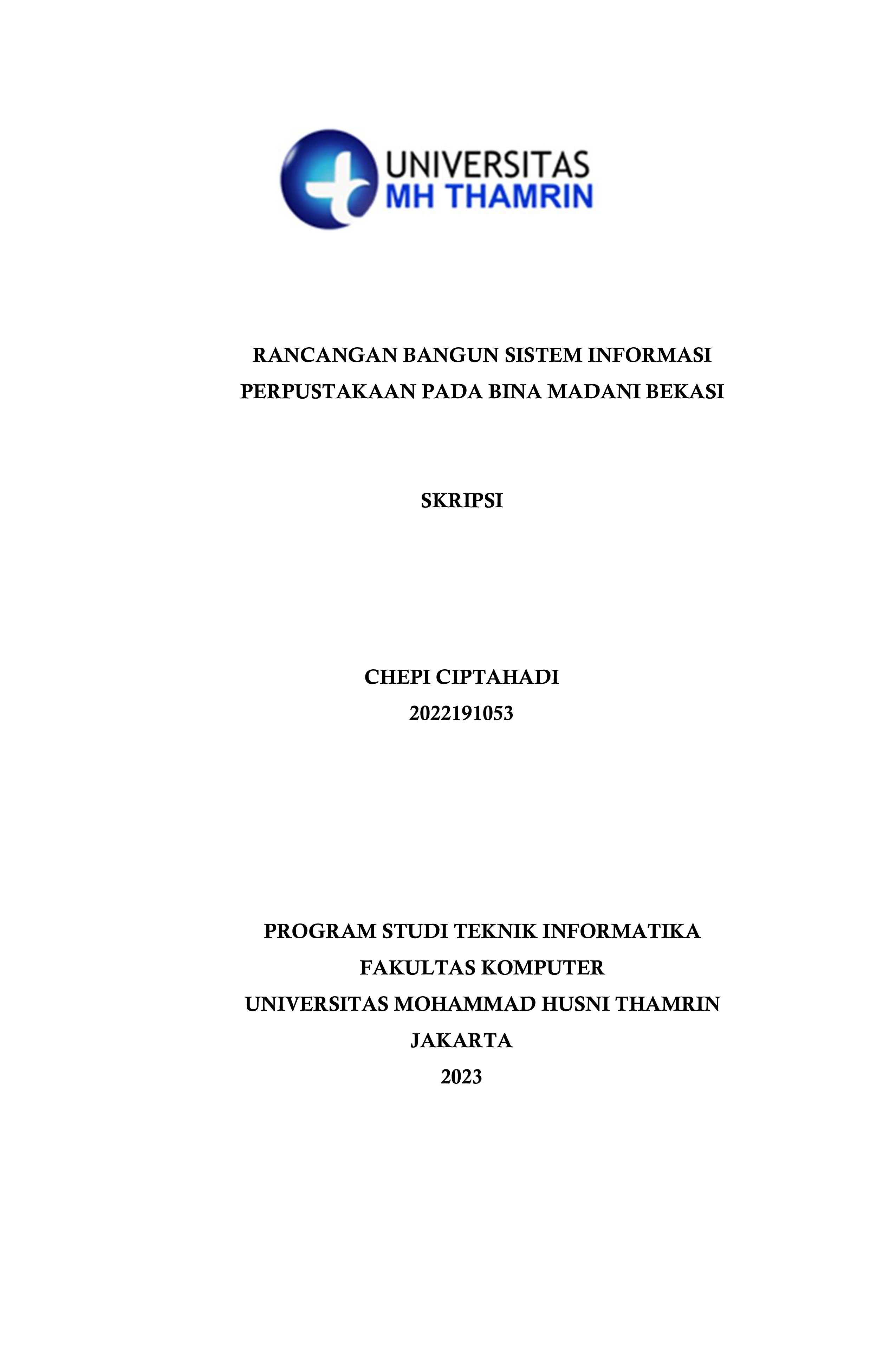 Rancangan Bangun Sistem Informasi Perpustakaan Pada Bina Madani Bekasi
