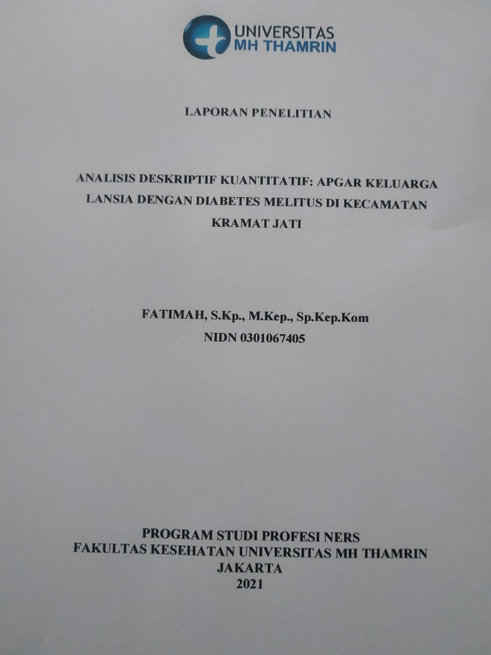 Analisis Deskriptif Kuantitatif: APGAR Keluarga Lansia Dengan Diabetes Melitus Di Kecamatan Kramat Jati