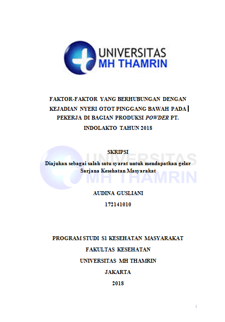  Faktor-Faktor Yang Berhubungan Dengan Kejadian Nyeri Otot Pinggang Bawah Pada Pekerja Di Bagian Produksi Powder PT. Indolakto Tahun 2018