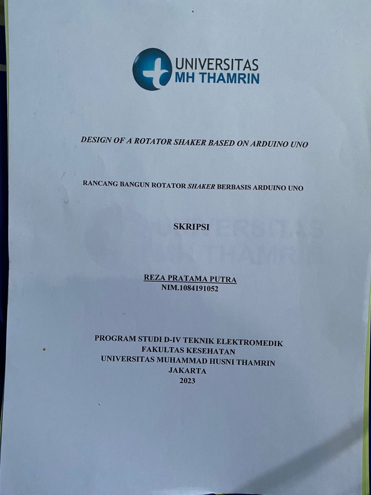 RANCANG BANGUN ROTATOR SHAKER BERBASIS ARDUINO UNO