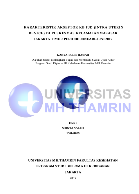  Karakteristik Akseptor Kb IUD (Intra Uterin Device) Di Puskesmas Kecamatan Makasar  Jakarta Timur Periode Januari-Juni 2017