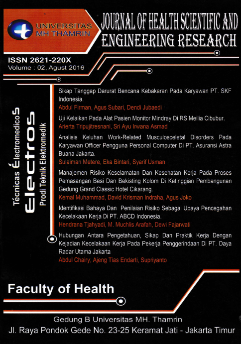 Analisis Keluhan Work-Related Musculosceletal Disorders Pada Karyawan Officer Pengguna Personal Komputer di PT. Asuransi Astra Buana Jakarta