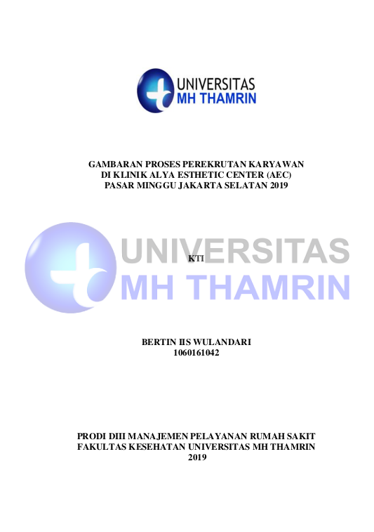 Gambaran Proses Perekrutan Karyawan Di Klinik Alya Esthetic Center (Aec) Pasar Minggu Jakarta Selatan 2019