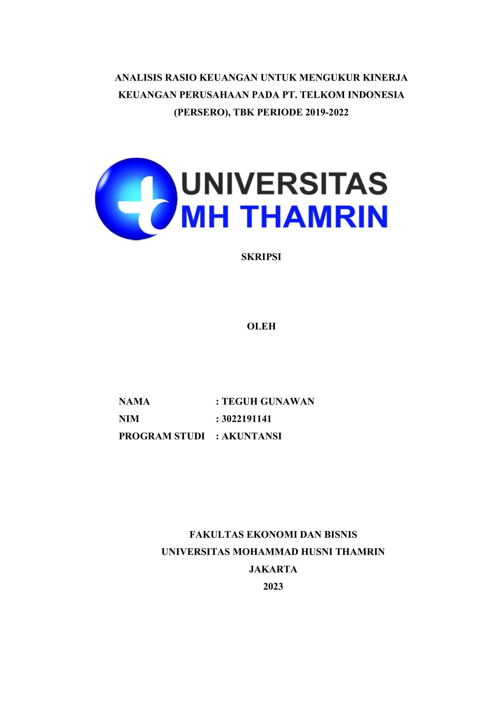 ANALISIS RASIO KEUANGAN UNTUK MENGUKUR KINERJA KEUANGAN PERUSAHAAN PADA PT. TELKOM INDONESIA (PERSERO), TBK PERIODE 2019-2022