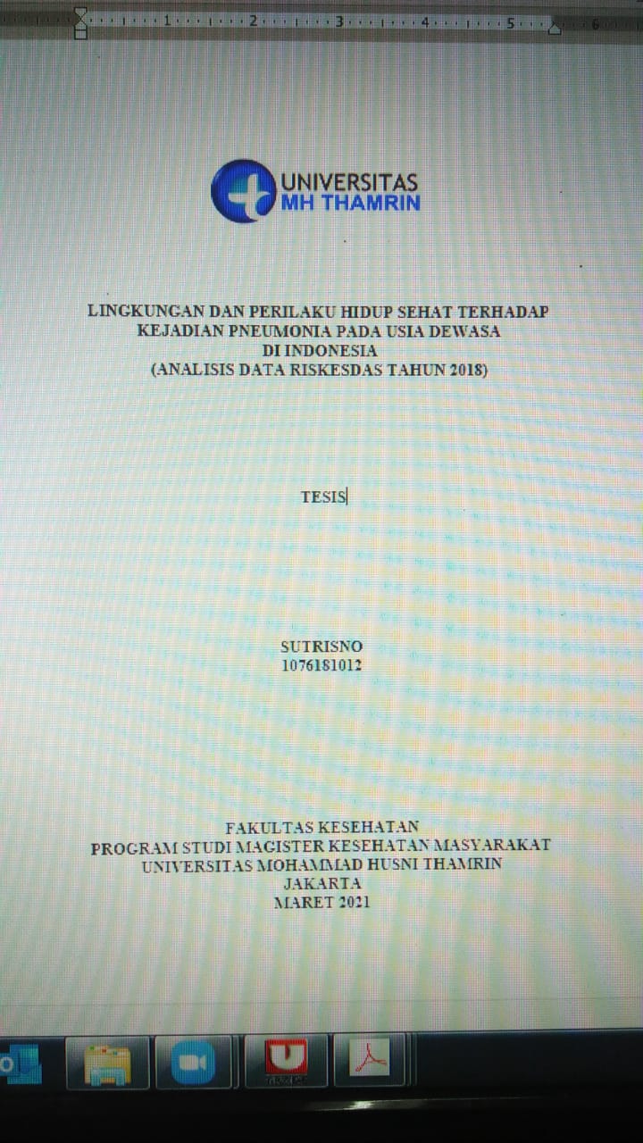 Lingkungan dan Perilaku Hidup Sehat Terhadap Kejadian Pneumonia Usia Dewasa Di Indonesia (Analisis Data Riskesdas Tahun 2018)