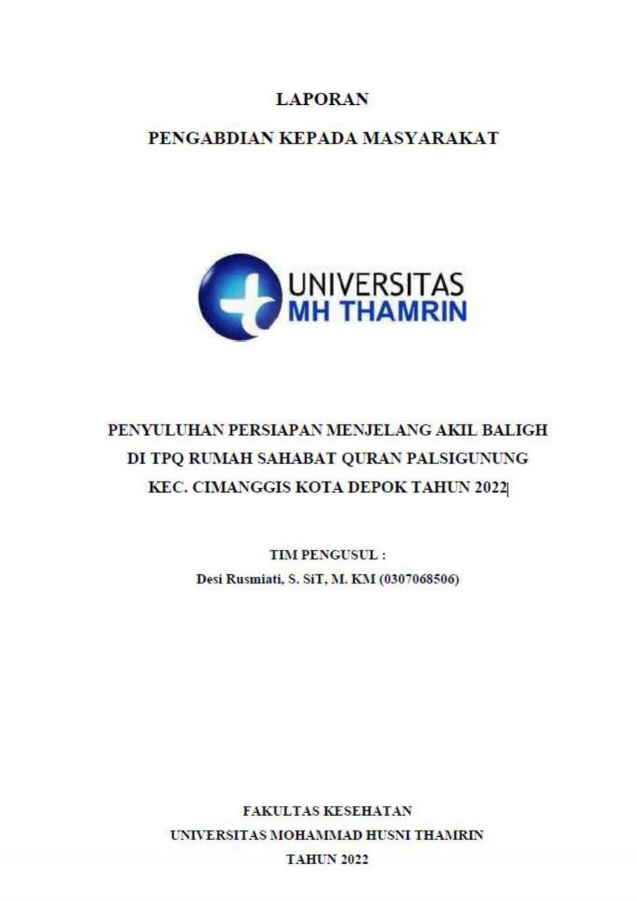PENYULUHAN PERSIAPAN MENJELANG AKIL BALIGH DI TPQ RUMAH SAHABAT QURAN PALSIGUNUNG KEC. CIMANGGIS KOTA DEPOK TAHUN 2022