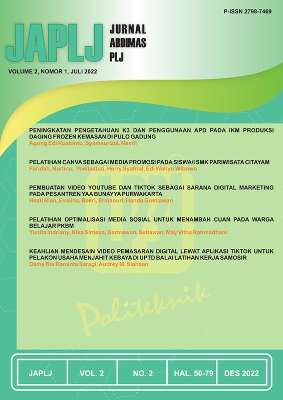 PEMBUATAN VIDEO YOUTUBE DAN TIKTOK SEBAGAI SARANA  DIGITAL MARKETING PADA PESANTREN YAA BUNAYYA  PURWAKARTA