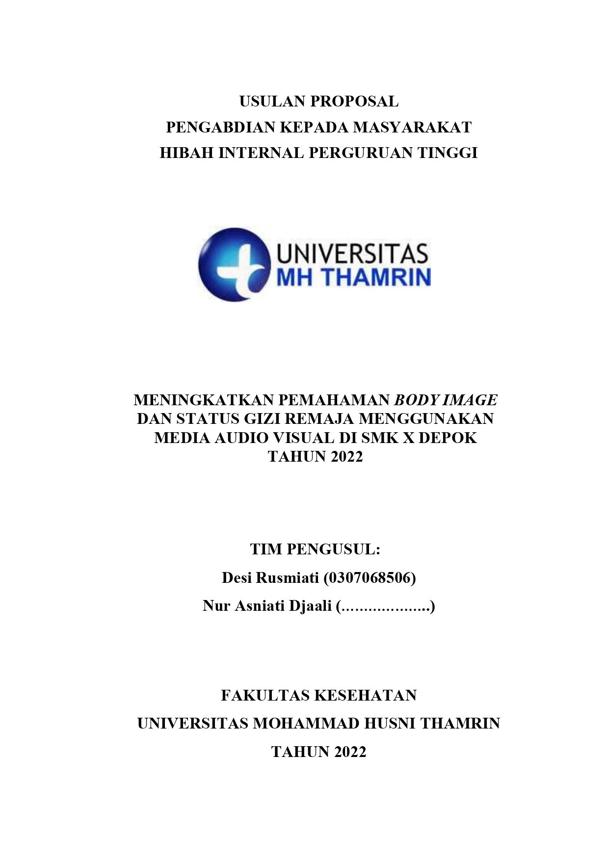 Meningkatkan Pengetahuan Gizi Remaja dan Pemahaman Tentang Body Image Menggunakan Media Audio Visual Di SMAN 8 Kota Depok Tahun 2022